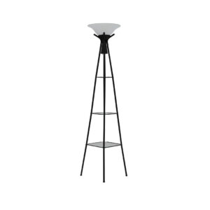 Gianni Versatile Shelf Tower Floor Lamp Charcoal Black