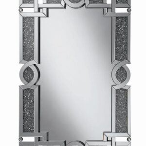 Jackie Interlocking Wall Mirror with Iridescent Panels and Beads Silver