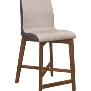 Logan Upholstered Counter Height Stools Light Grey and Natural Walnut (Set of 2)