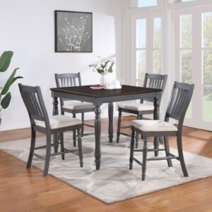 Wiley 5-piece Square Spindle Legs Counter Height Dining Set Beige and Grey