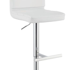 Bianca Upholstered Adjustable Bar Stools White and Chrome (Set of 2)