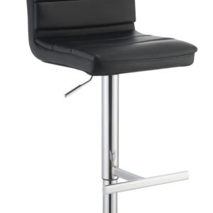 Bianca Upholstered Adjustable Bar Stools Black and Chrome (Set of 2)