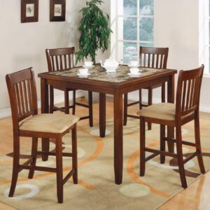 Jardin 5-piece Counter Height Dining Set Red Brown and Tan