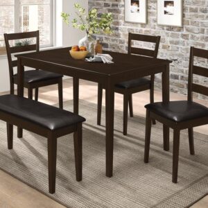 Guillen 5-piece Dining Set with Bench Cappuccino and Dark Brown