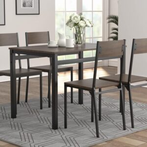 Lana 5-piece Dining Set Ark Brown and Matte Black
