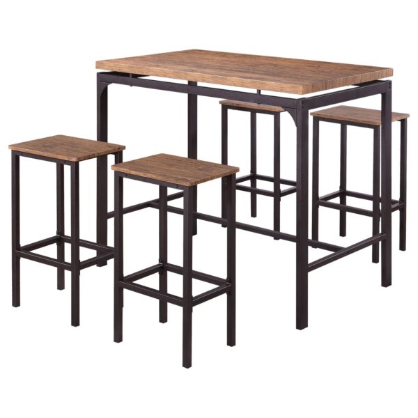 Santana 5-piece Bar Set Weathered Chestnut and Black