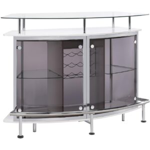 Gideon Crescent Shaped Glass Top Bar Unit with Drawer