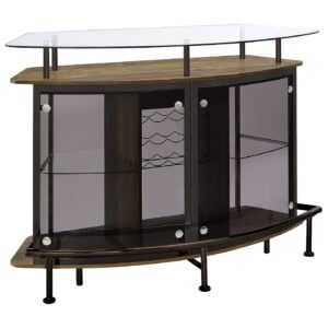Gideon Crescent Shaped Glass Top Bar Unit with Drawer