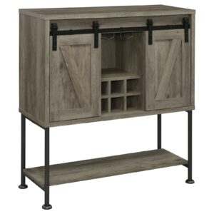Claremont Sliding Door Bar Cabinet with Lower Shelf Grey Driftwood