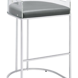 Thermosolis Acrylic Back Bar Stools Grey and Chrome (Set of 2)