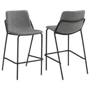 Earnest Solid Back Upholstered Bar Stools Grey and Black (Set of 2)