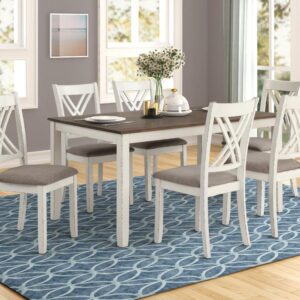 Fortress 7-piece Dining Set Chestnut and Vintage White