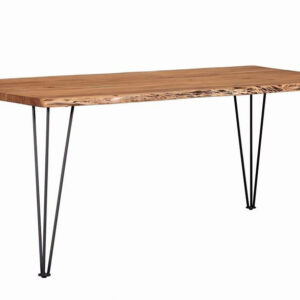 Sherman Rectangular Dining Table Natural Acacia and Matte Black