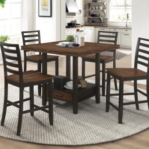 Sanford Round Counter Height Table with Drop Leaf Cinnamon and Espresso
