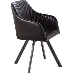 Arika Tufted Sloped Arm Swivel Dining Chair Black and Gunmetal