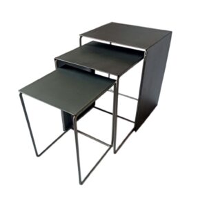 Imez 3-piece Rectangular Metal Nesting Table Grey