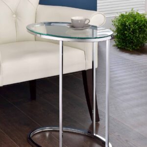 Kyle Oval Snack Table Chrome and Clear