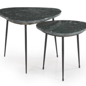 Tobias 2-piece Triangular Marble Top Nesting Table Green and Black