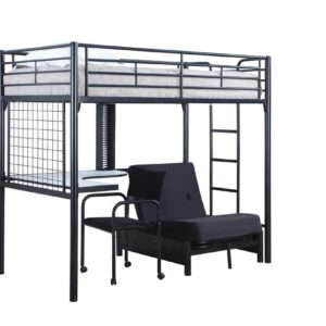 Jenner Twin Futon Workstation Loft Bed Black