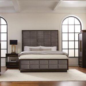 Durango Queen Upholstered Bed Smoked Peppercorn and Grey