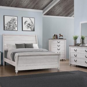 Stillwood Queen Sleigh Panel Bed Vintage Linen