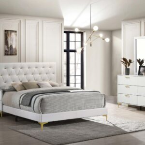 Kendall Tufted Upholstered Panel Queen Bed White