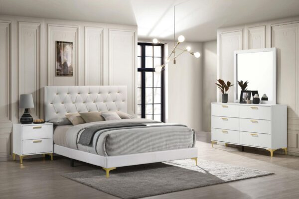 Kendall Tufted Upholstered Panel Queen Bed White