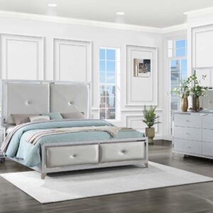 Larue Upholstered Tufted Queen Panel Bed Silver