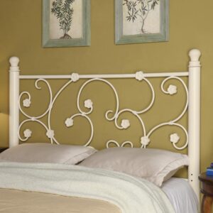 Chelsea Queen / Full Headboard with Floral Pattern White