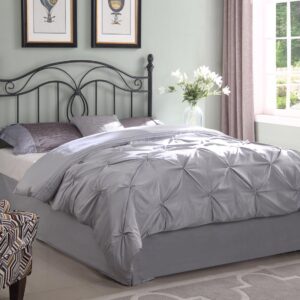 Evan Queen / Full Scroll Metal Headboard Dark Grey