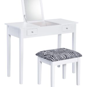 Seline 2-piece Vanity Set White and Zebra