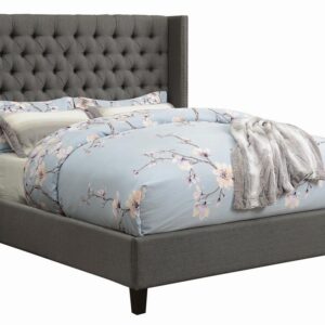 Bancroft Demi-wing Upholstered Queen Bed Grey