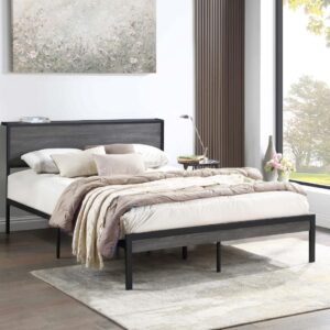 Ricky Queen Platform Bed Grey and Black