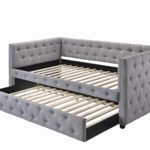 Mockern Tufted Upholstered Daybed with Trundle Grey