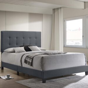 Mapes Tufted Upholstered Queen Bed Charcoal