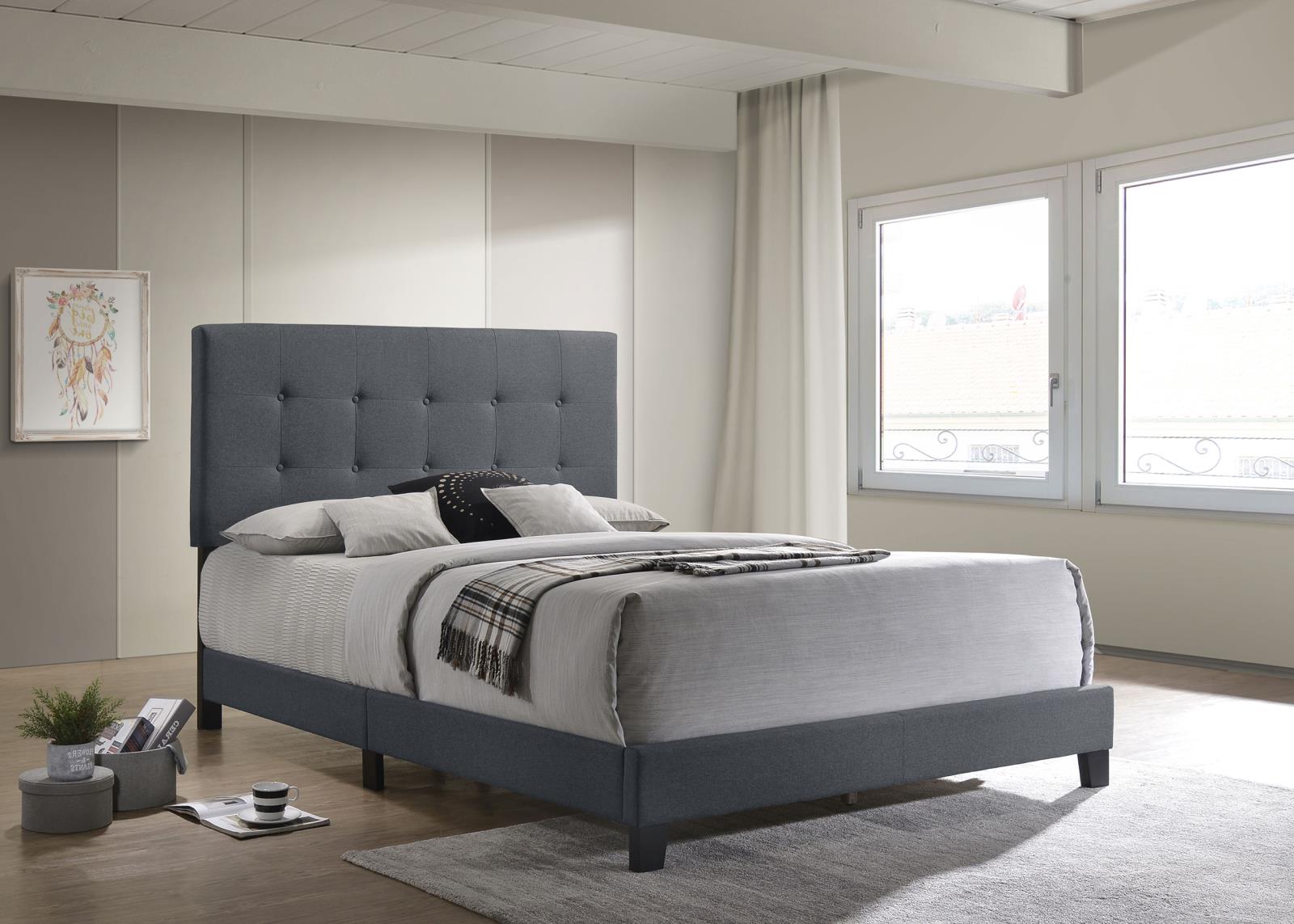 Mapes Tufted Upholstered Queen Bed Charcoal