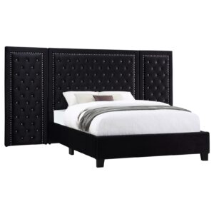Hailey Upholstered Tufted Platform Queen Bed Black