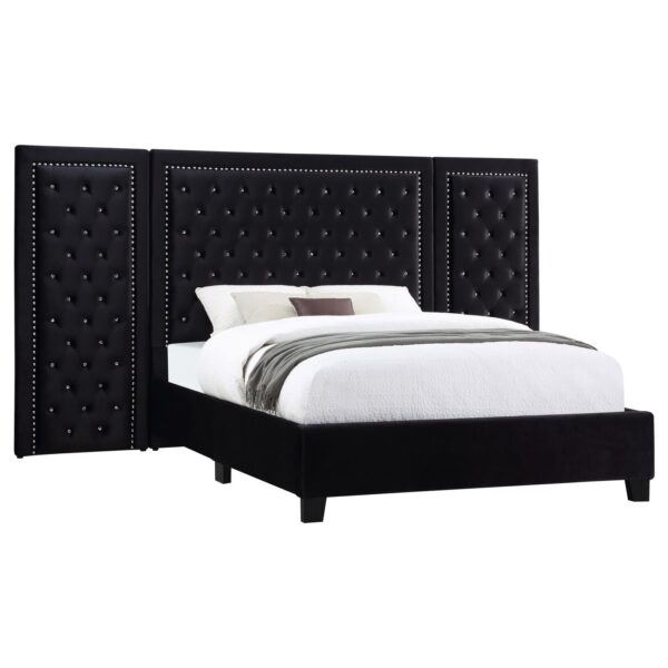 Hailey Upholstered Tufted Platform Queen Bed Black