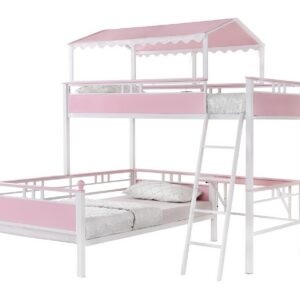 Alexia Twin over Twin Workstation Bunk Bed Pink and White