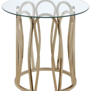Monett Round End Table Chocolate Chrome and Clear