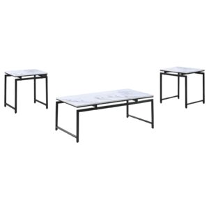 Clark 3-piece Occasional Set White and Dark Gunmetal