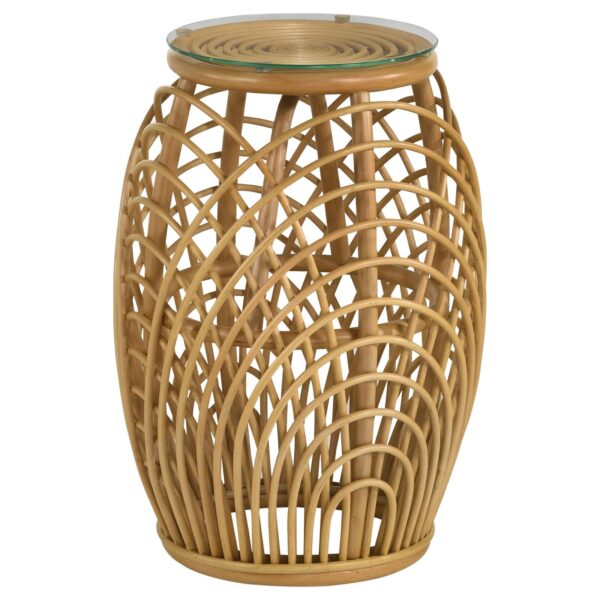 Dahlia Round Woven Rattan End Table Natural
