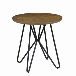 Brinnon Round End Table Dark Brown and Black