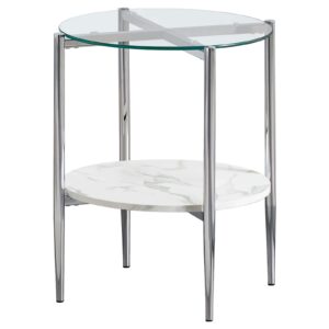 Cadee Round Glass Top End Table Clear and Chrome