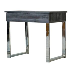 Baines Square 1-drawer End Table Dark Charcoal and Chrome