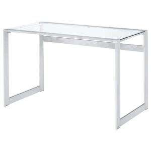 Hartford Glass Top Writing Desk Chrome