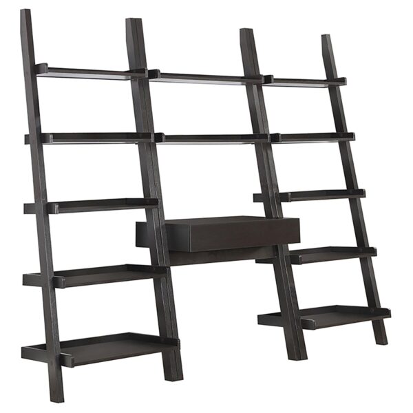 Colella 3-piece 1-drawer Ladder Desk Set Cappuccino