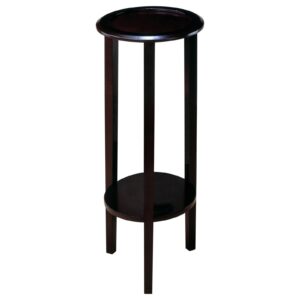 Kirk Round Accent Table with Bottom Shelf Espresso