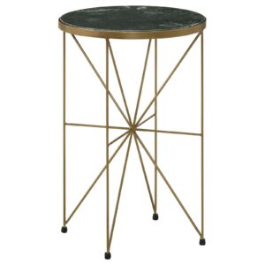 Eliska Round Accent Table with Marble Top Green and Antique Gold