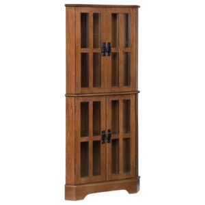Coreosis 4-shelf Corner Curio Cabinet Golden Brown